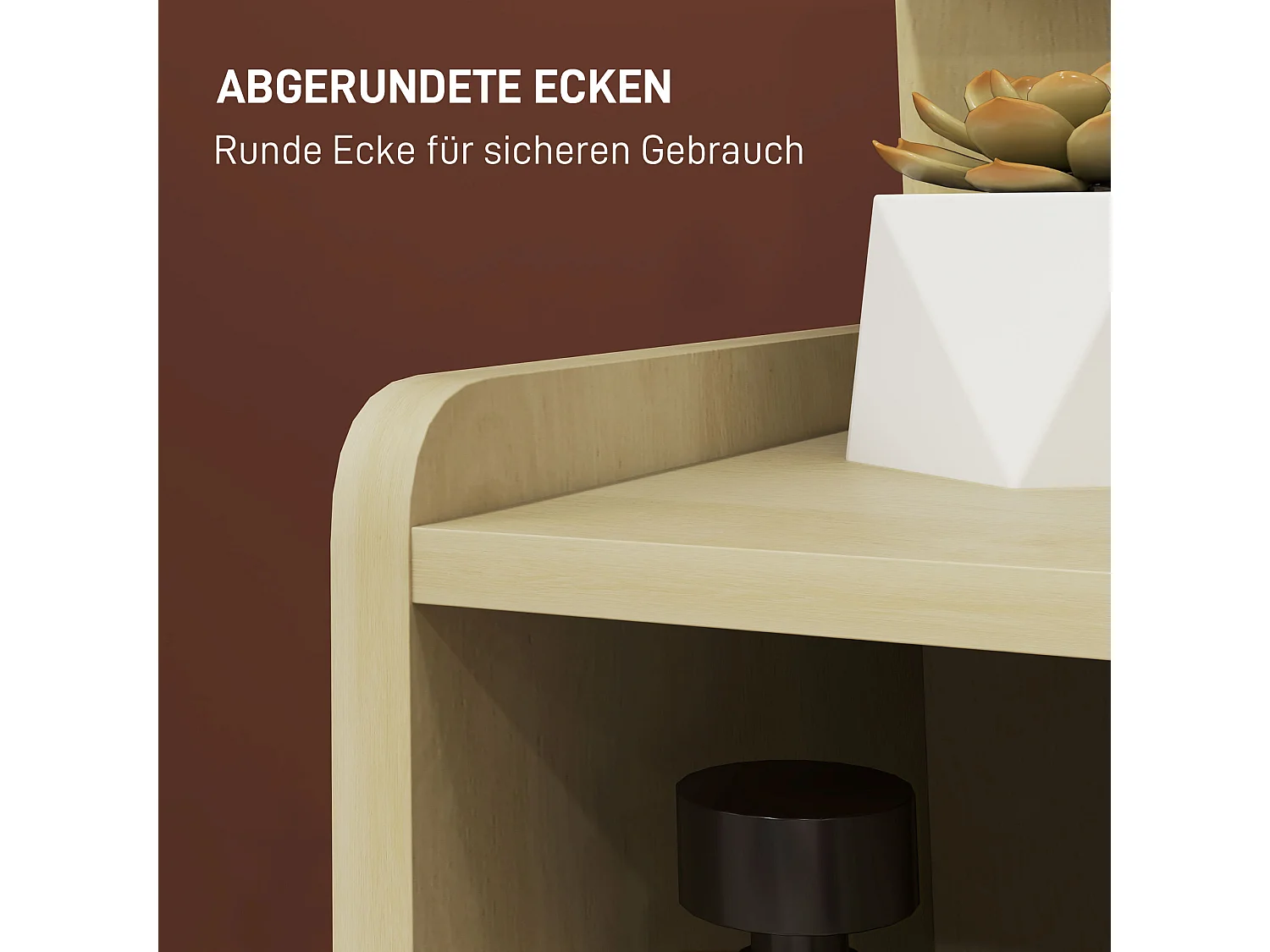 Table de chevet avec 2 tiroirs, étagère ouverte, bois naturel (40x30x60 cm)