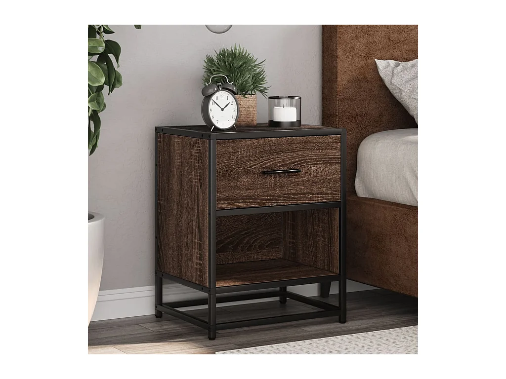Table de chevet chêne marron 40x31x50 cm bois d'ingénierie