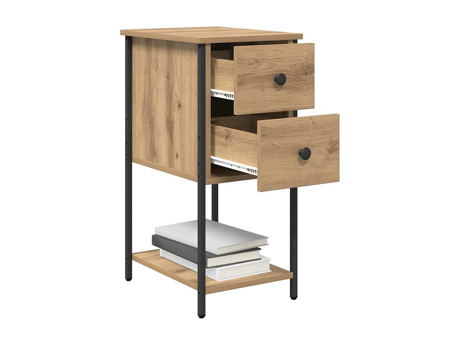 Cabinet de chevet avec tiroir chêne artisanal 32 x 42 x 70 cm