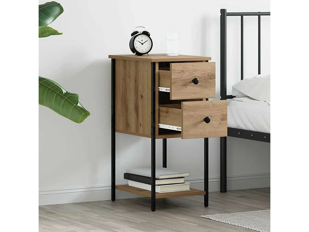 Cabinet de chevet avec tiroir chêne artisanal 32 x 42 x 70 cm