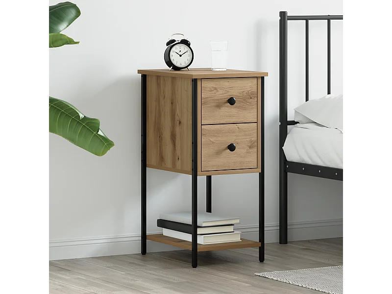 Cabinet de chevet avec tiroir chêne artisanal 32 x 42 x 70 cm