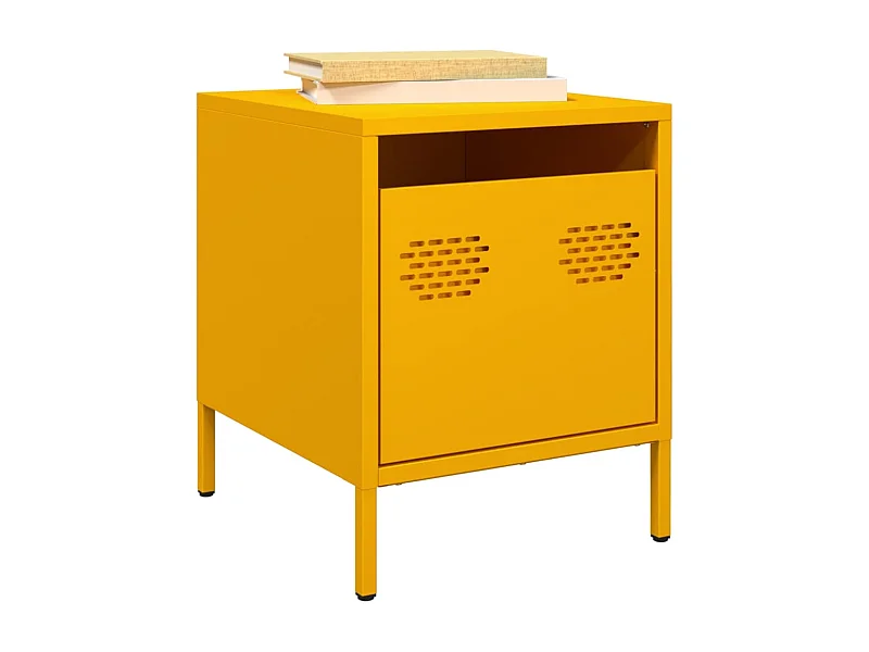 Comodini 2 pz giallo senape 35x39x43,5 cm acciaio