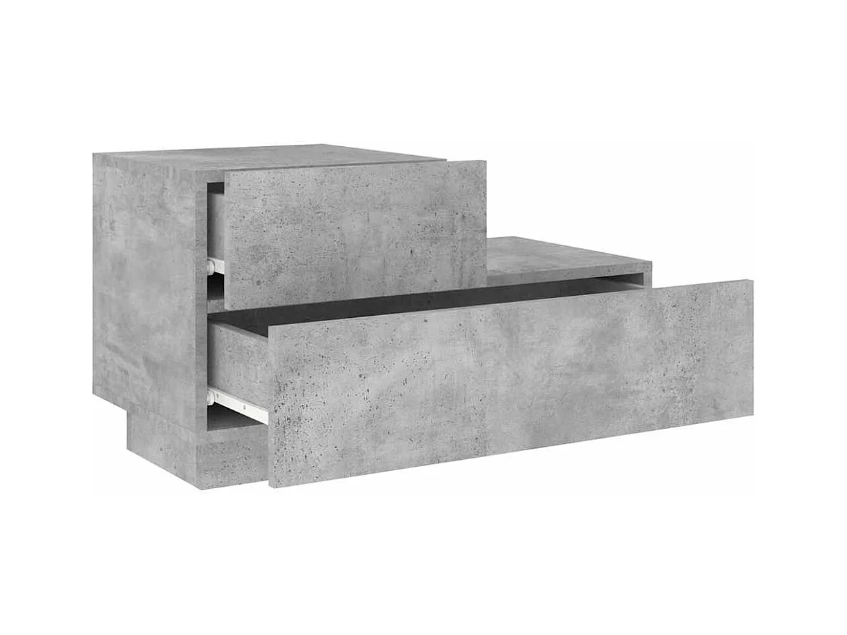 Nachtkastje met ledverlichting, betongrijs, 70x36x40,5 cm