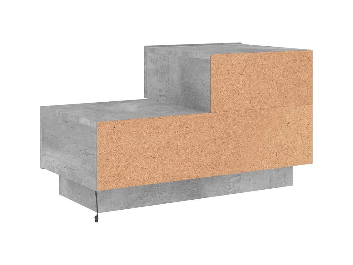 Nachtkastje met ledverlichting, betongrijs, 70x36x40,5 cm