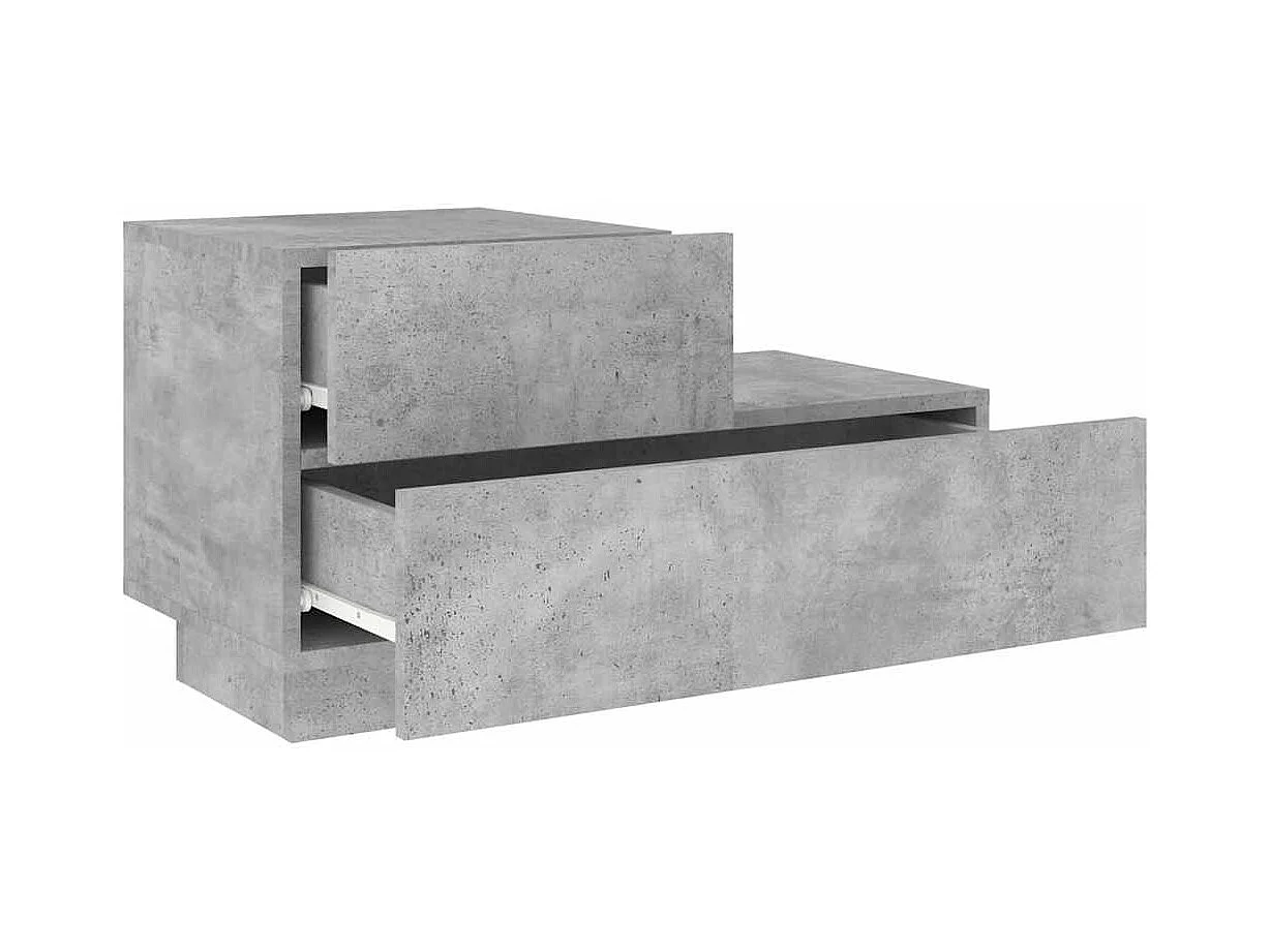 Comodino con luci LED, grigio cemento, 70x36x40,5 cm