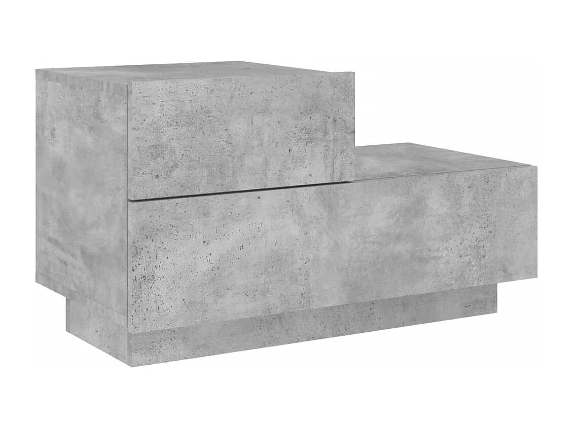 Comodino con luci LED, grigio cemento, 70x36x40,5 cm