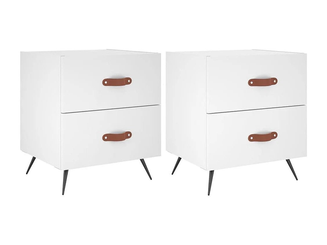 Comodini 2 pezzi bianchi 40x35x47,5 cm in legno ingegnerizzato