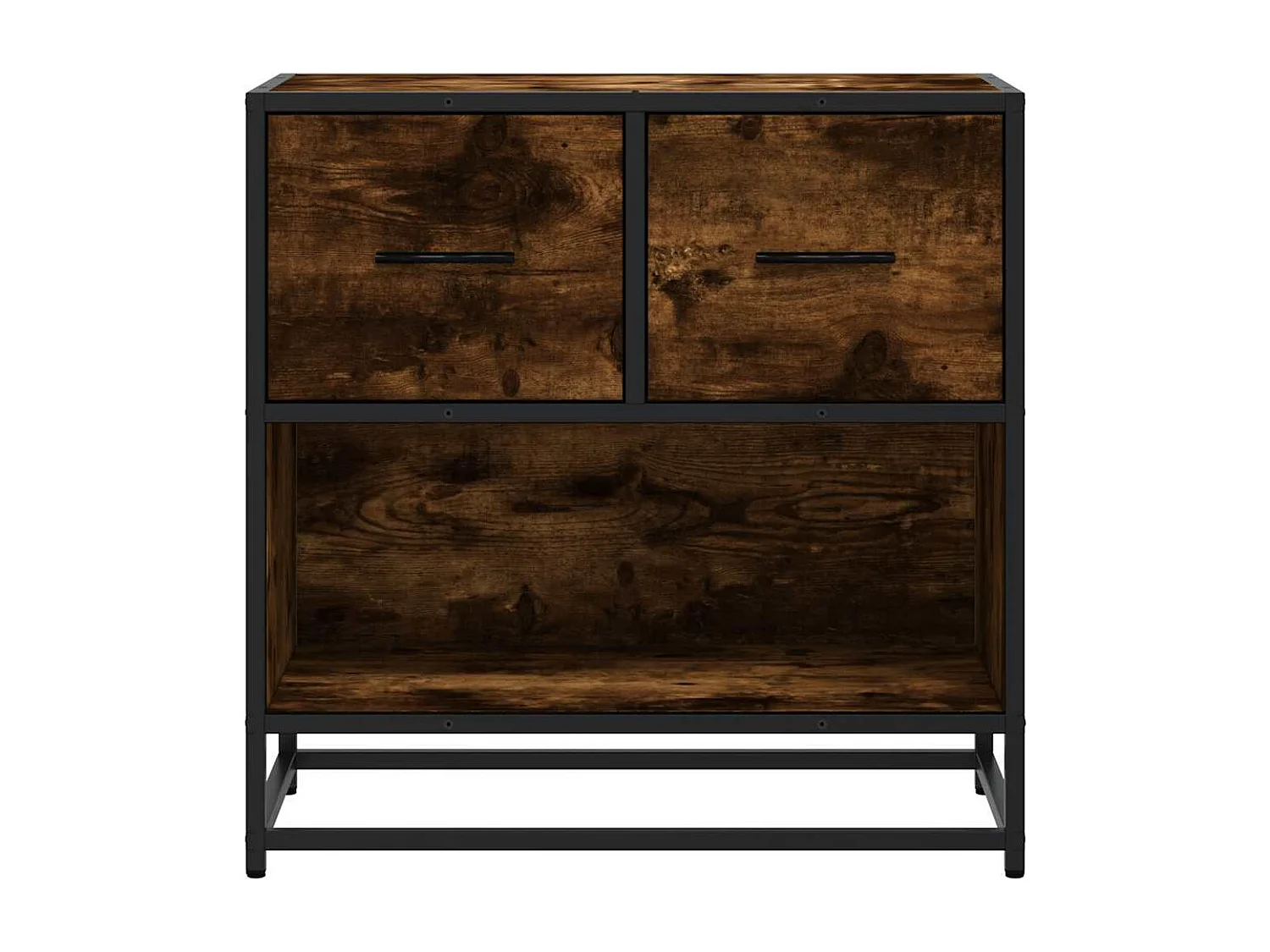 Mesita de noche de roble ahumado 60x31x60 cm madera contrachapada y metal