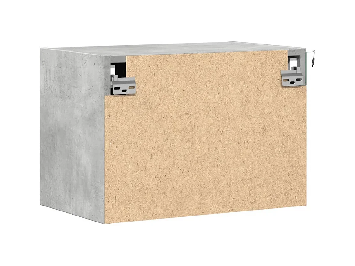 Tables de chevet murales avec lumières LED 2 pcs gris béton