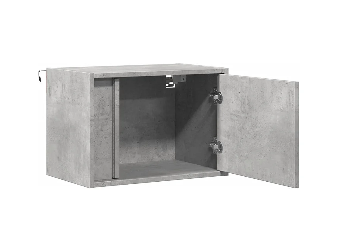 Tables de chevet murales avec lumières LED 2 pcs gris béton