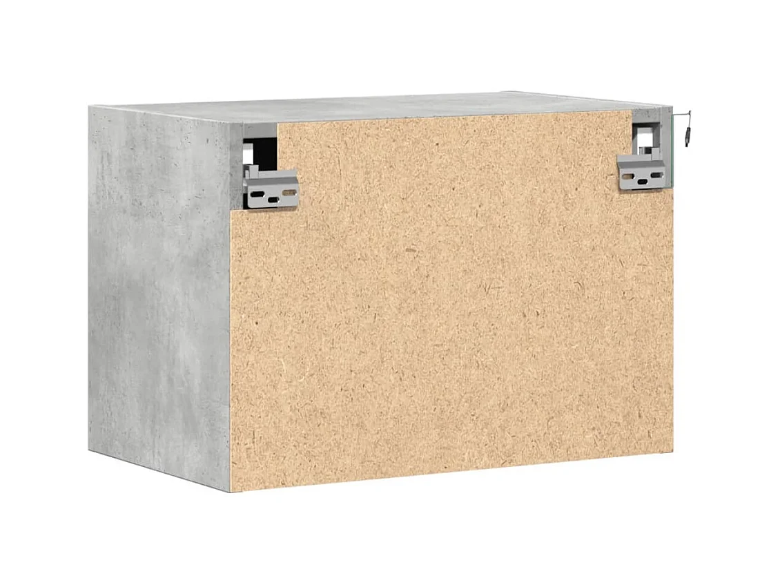 Tables de chevet murales avec lumières LED 2 pcs gris béton