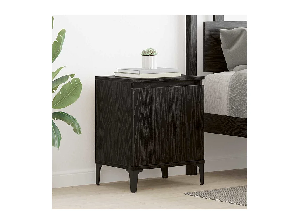 Comodino in rovere nero, legno ingegnerizzato in rovere nero