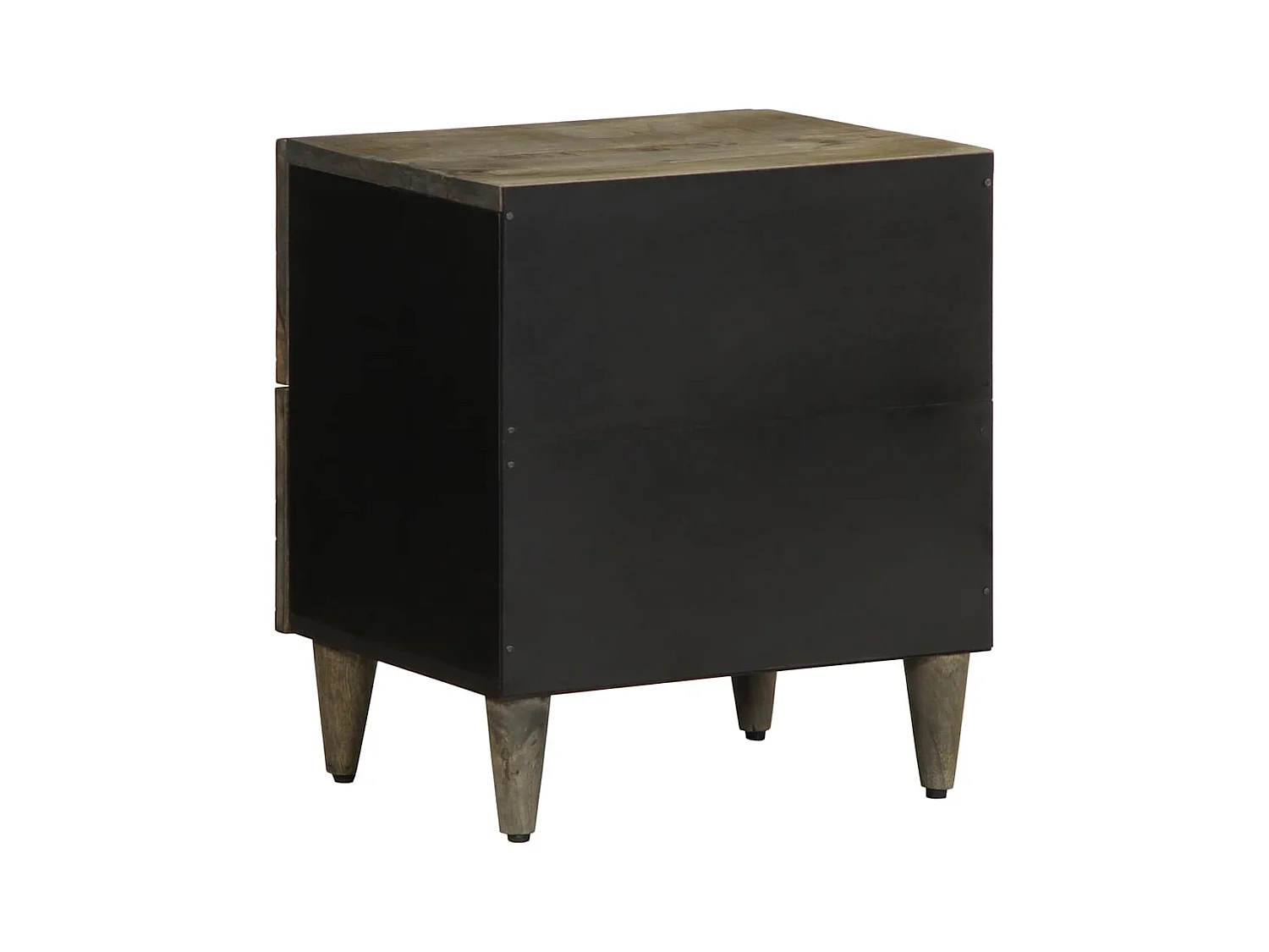 Comodino grigio chiaro 40x33x46 cm in legno massello di mango