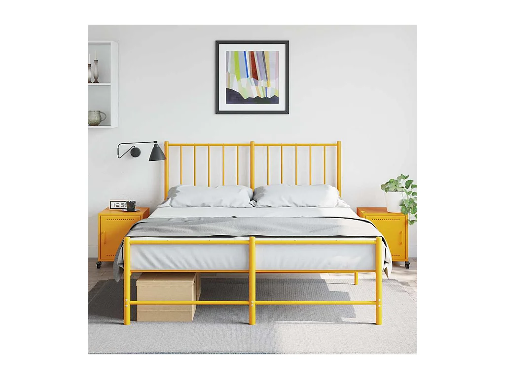 Tables de chevet 2 pcs jaune moutarde 36x39x43,5 cm acier