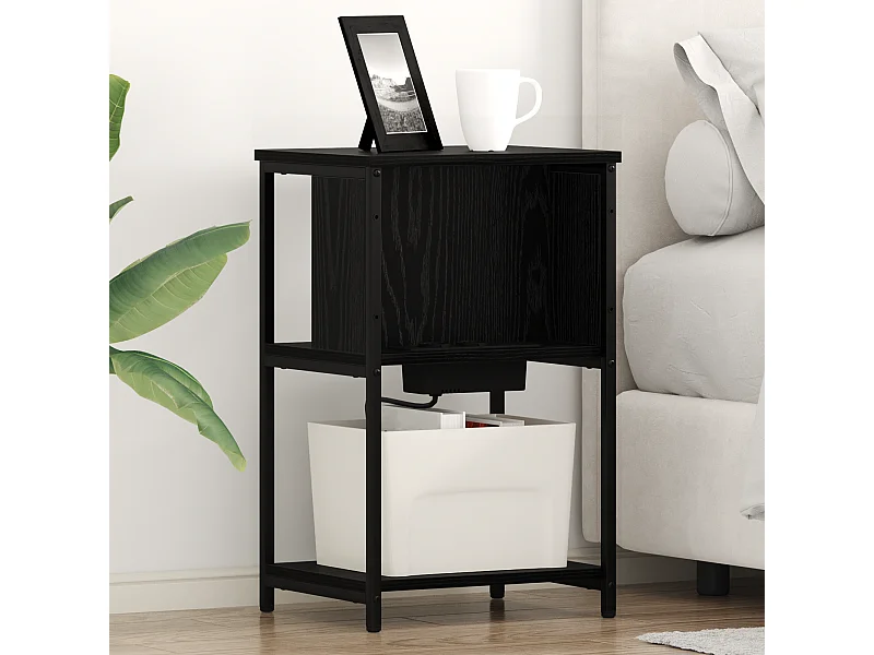 Comodino 2 pezzi Rovere nero 38 x 31 x 61 cm