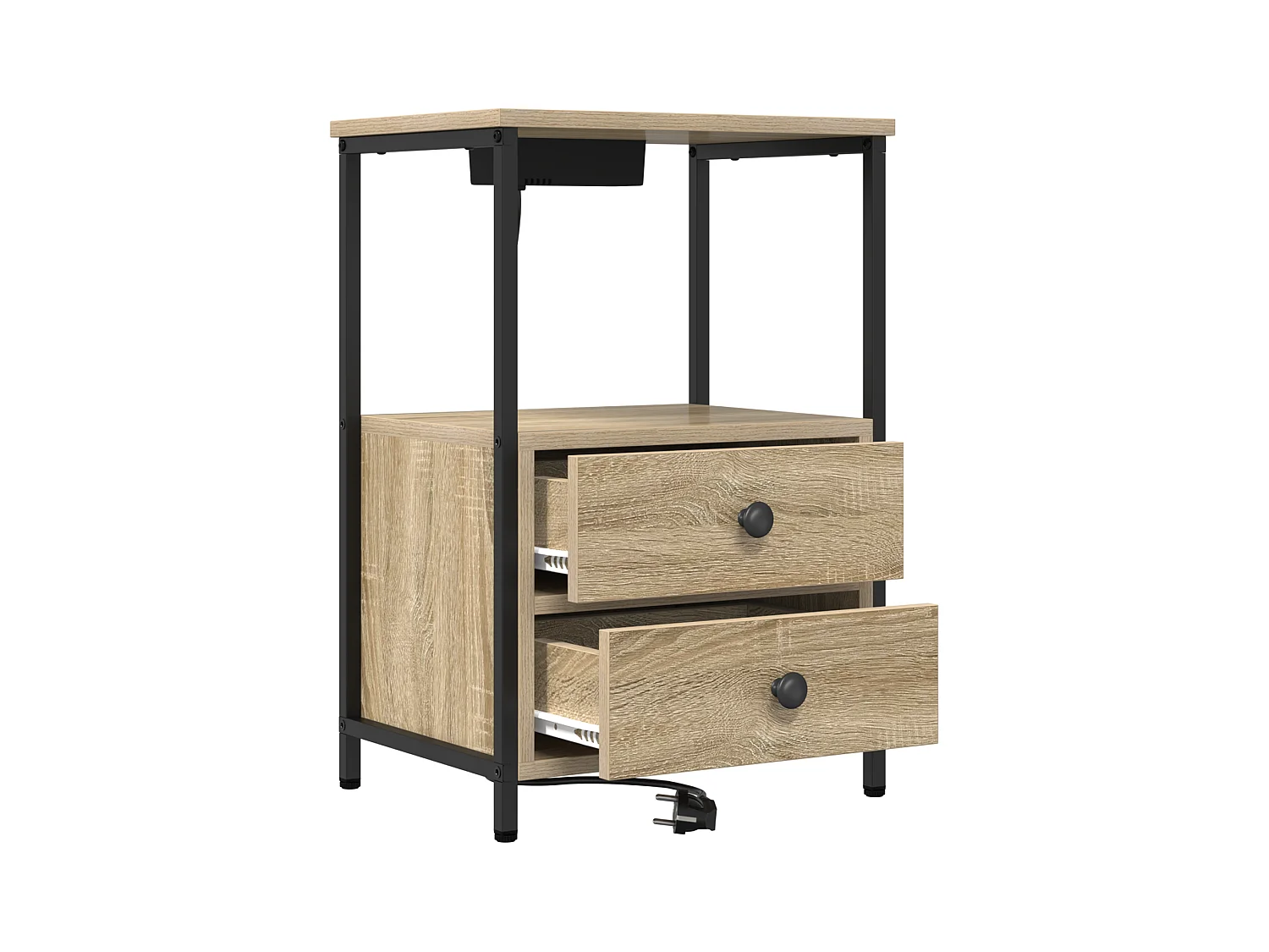 Table de nuit avec station de chargement 2 pcs Chêne sonoma
