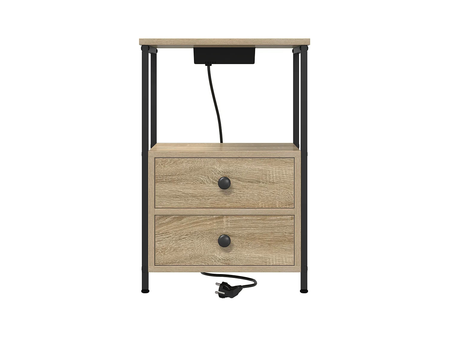Table de nuit avec station de chargement 2 pcs Chêne sonoma