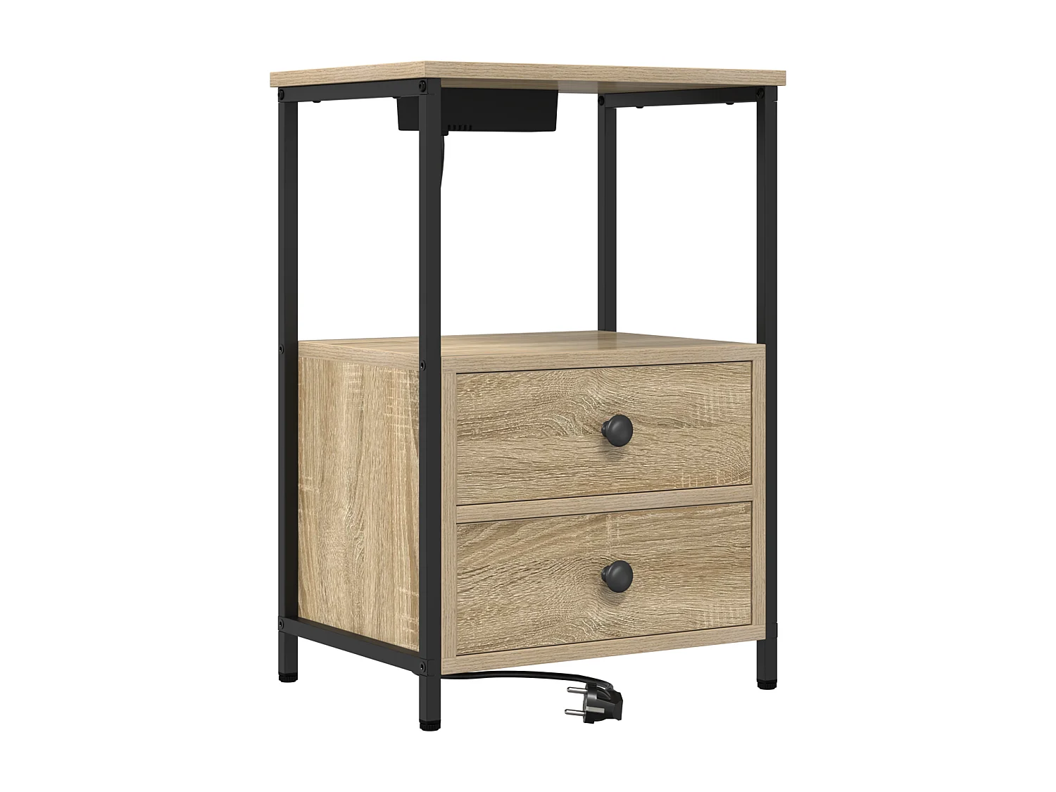 Table de nuit avec station de chargement 2 pcs Chêne sonoma