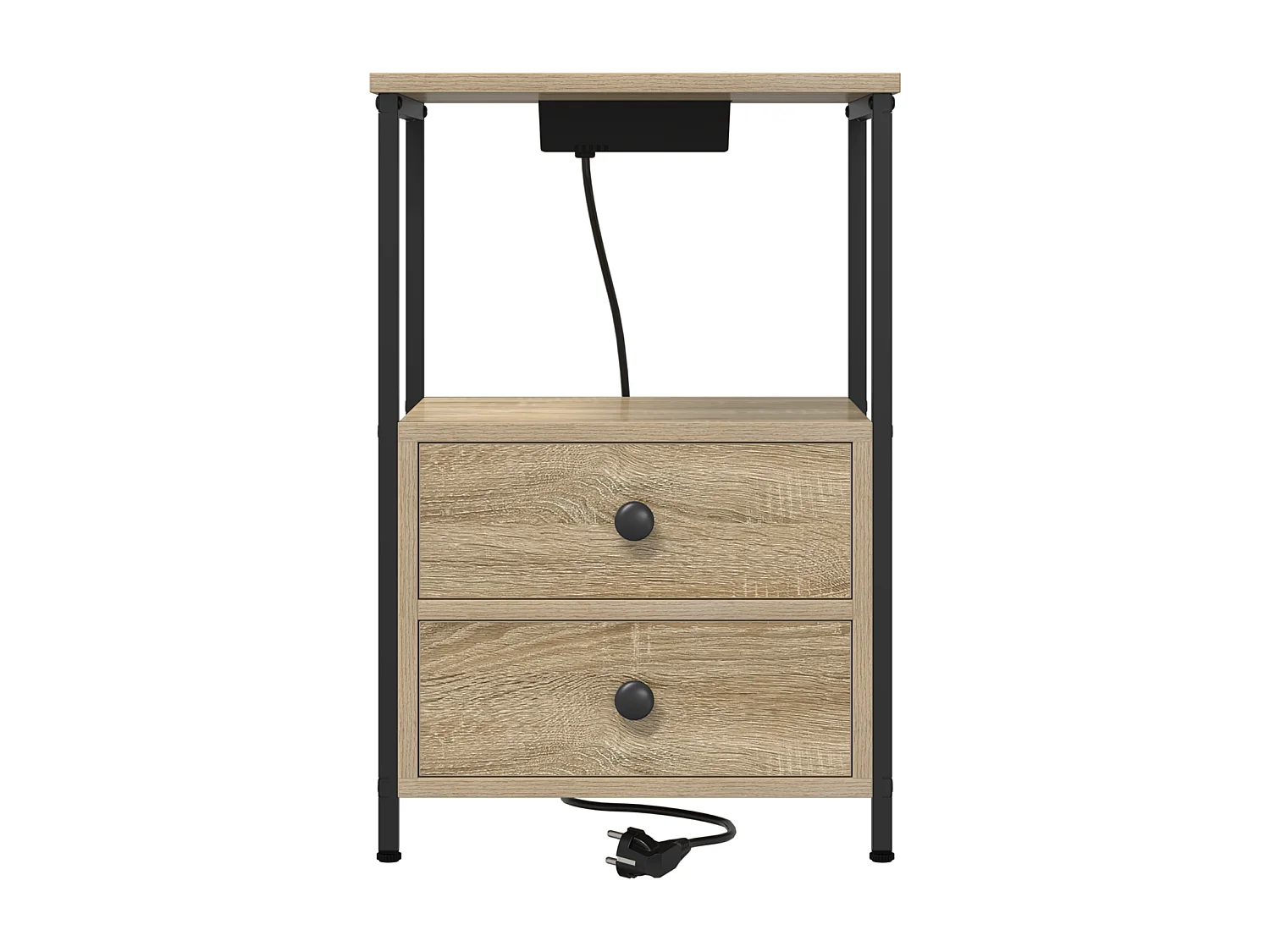 Table de nuit avec station de chargement 2 pcs Chêne sonoma