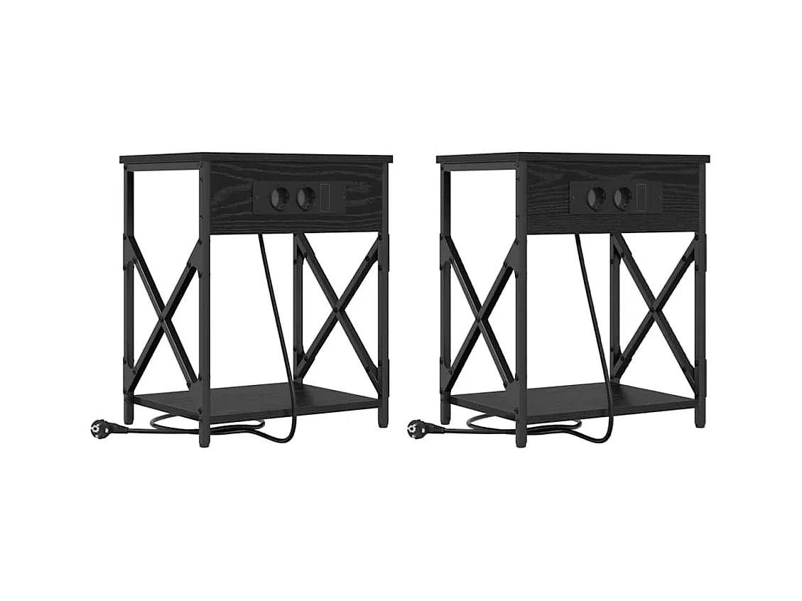 Cabinet de chevet avec tiroir 2 pcs Chêne noir 41 x 31 x 51 cm