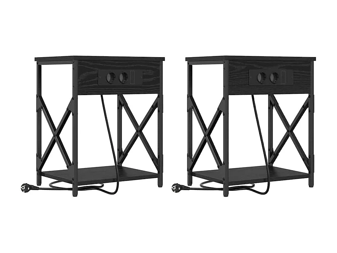 Cabinet de chevet avec tiroir 2 pcs Chêne noir 41 x 31 x 51 cm