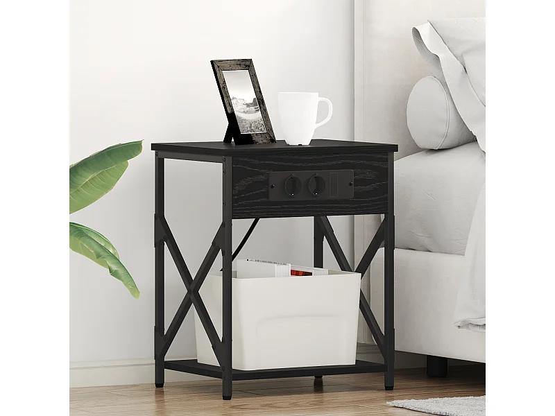 Cabinet de chevet avec tiroir 2 pcs Chêne noir 41 x 31 x 51 cm