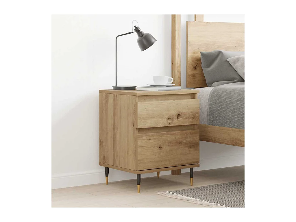 Table de chevet chêne artisanal 40x35x50 cm bois d’ingénierie