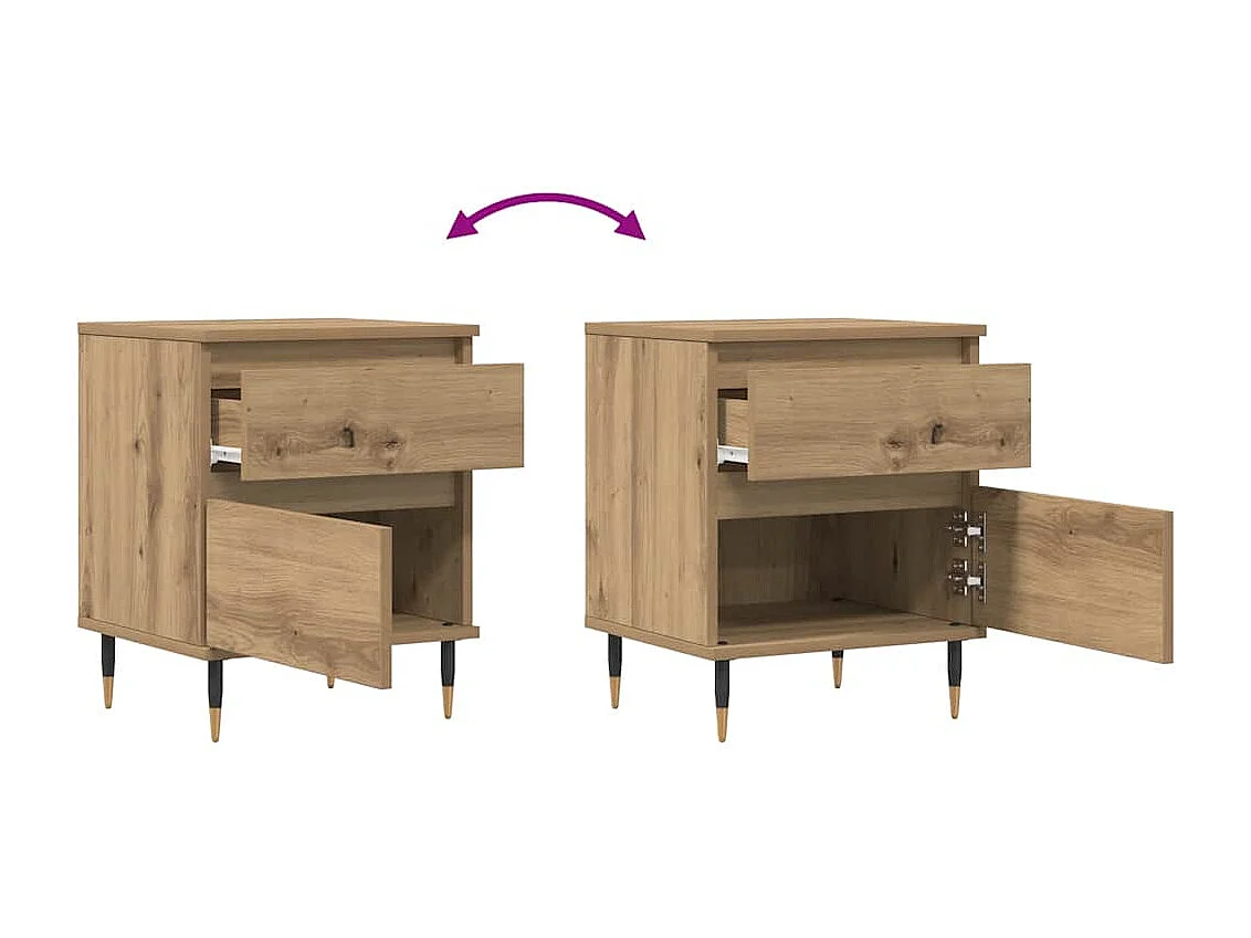 Table de chevet chêne artisanal 40x35x50 cm bois d’ingénierie