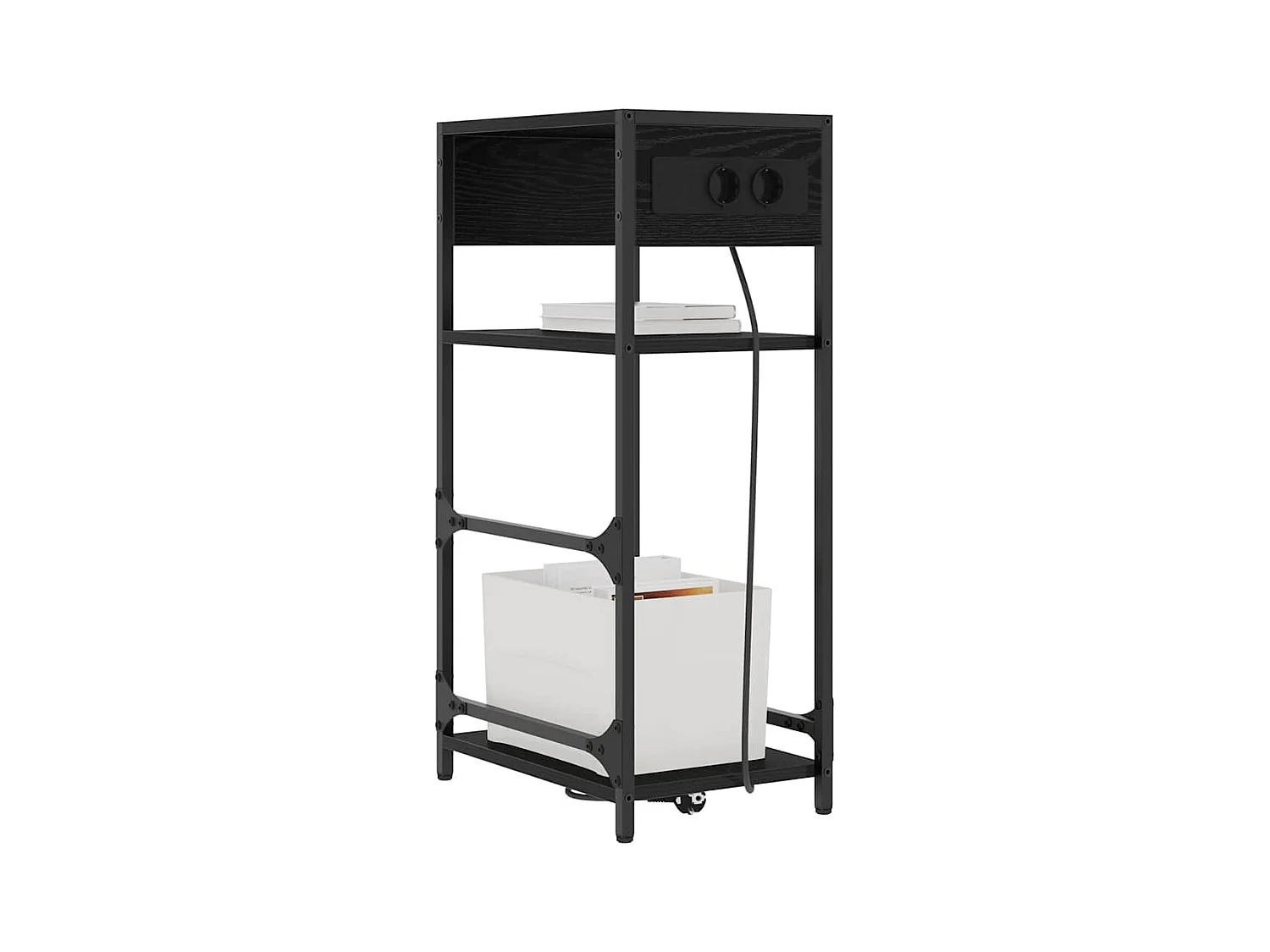 Nachtkastje Zwart Eiken 40 x 27 x 76 cm Bewerkt Hout