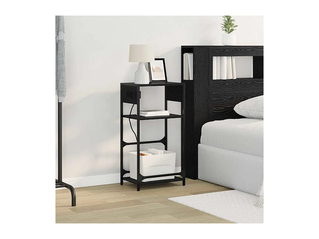 Nachtkastje Zwart Eiken 40 x 27 x 76 cm Bewerkt Hout