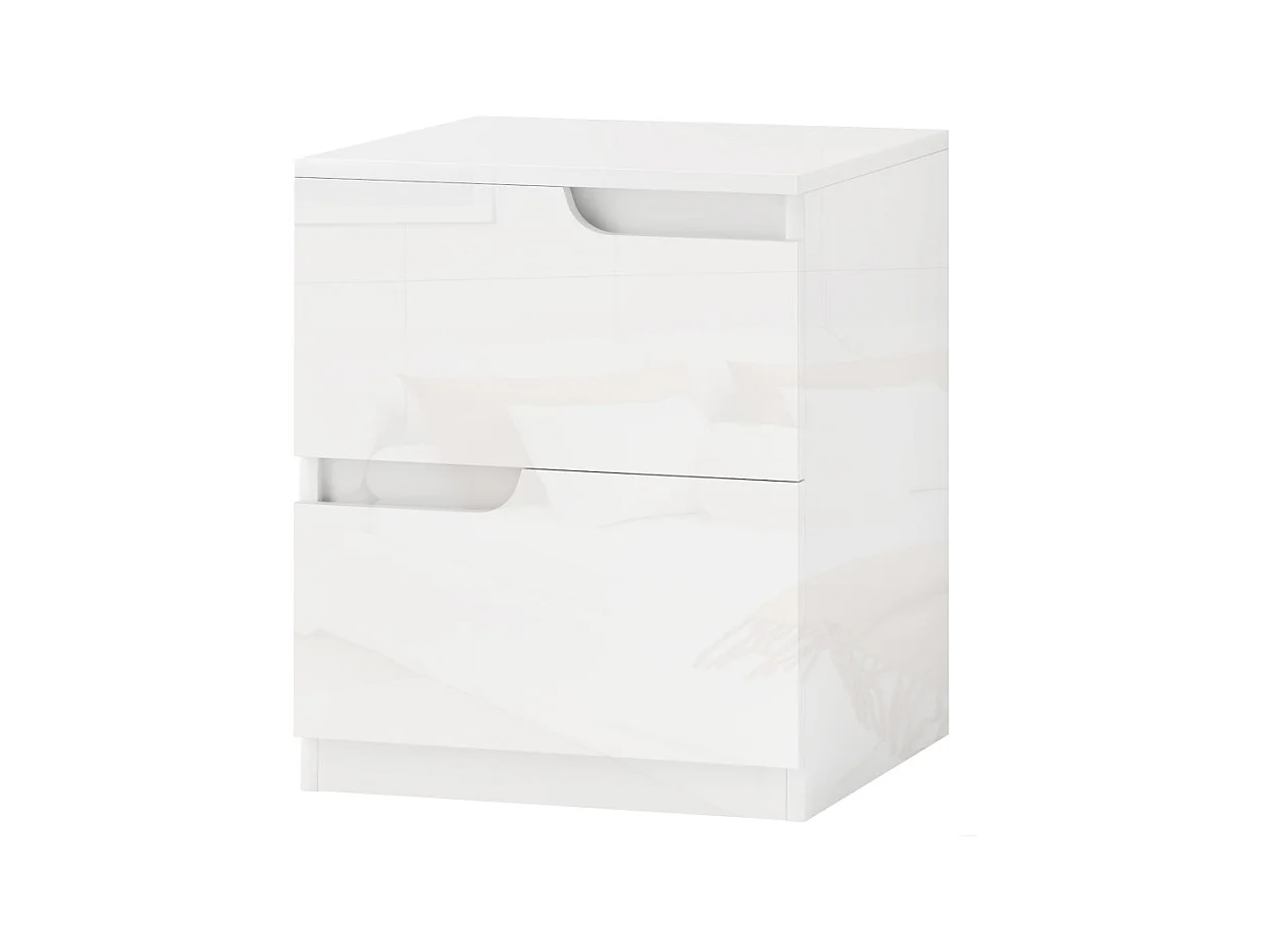Comodino con 2 cassetti, design moderno, legno, bianco (40x40x48 cm)