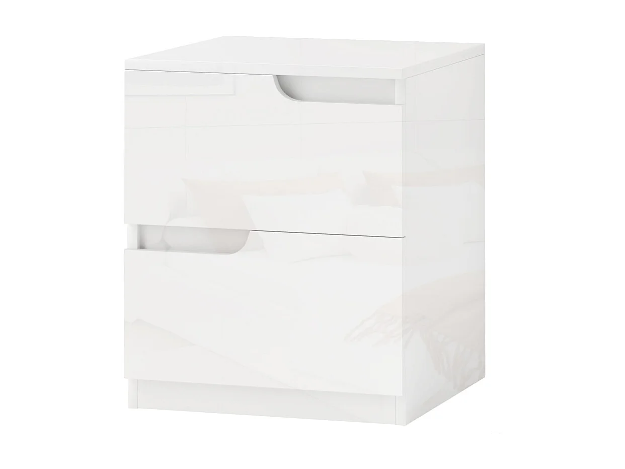 Comodino con 2 cassetti, design moderno, legno, bianco (40x40x48 cm)