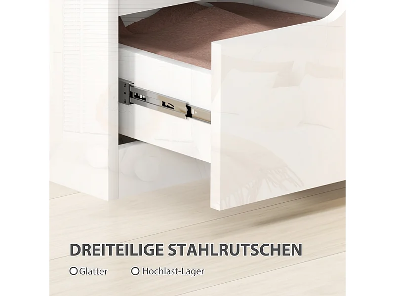 Comodino con 2 cassetti, design moderno, legno, bianco (40x40x48 cm)