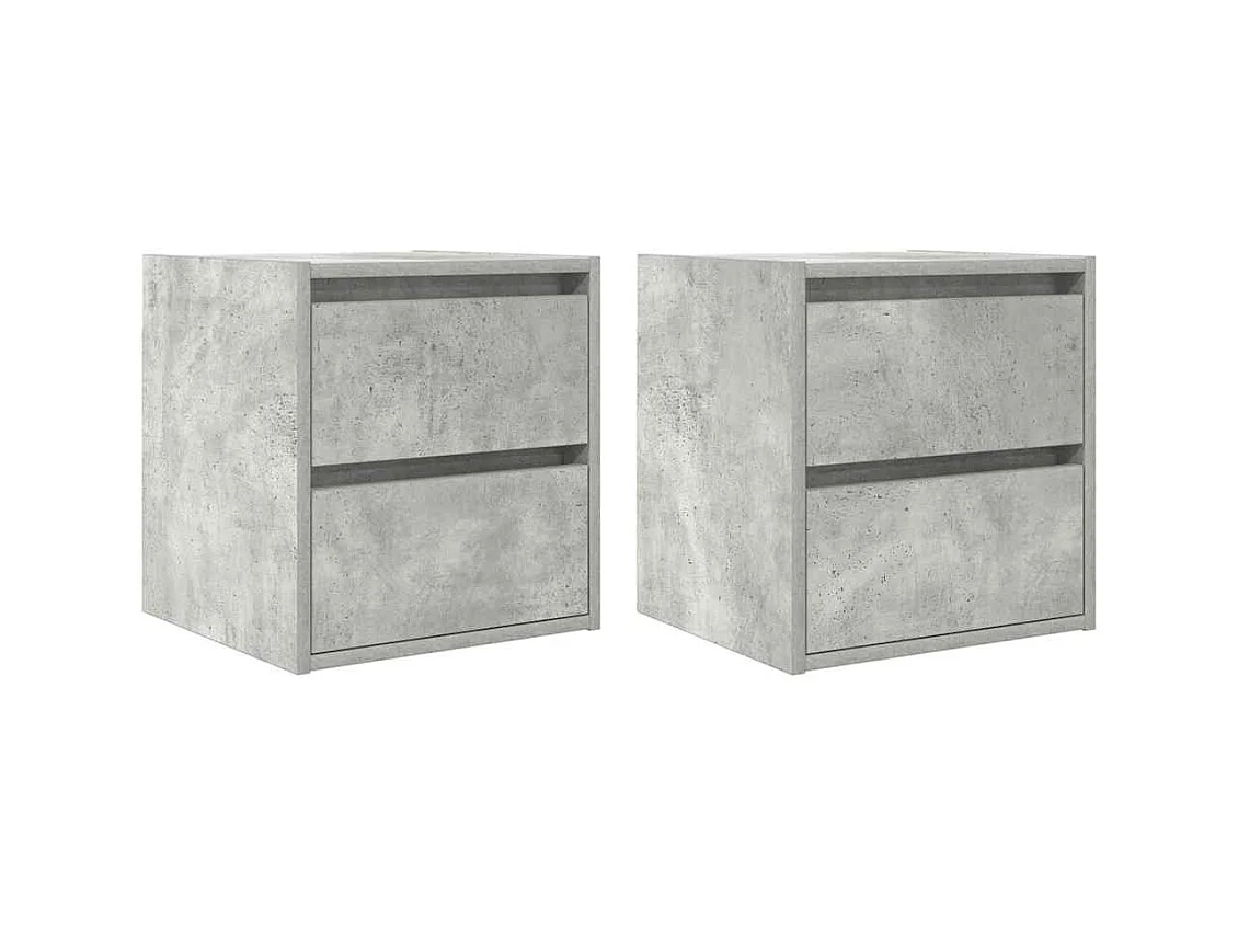 Comodini da parete 2 pz grigio cemento 38x34x40 cm