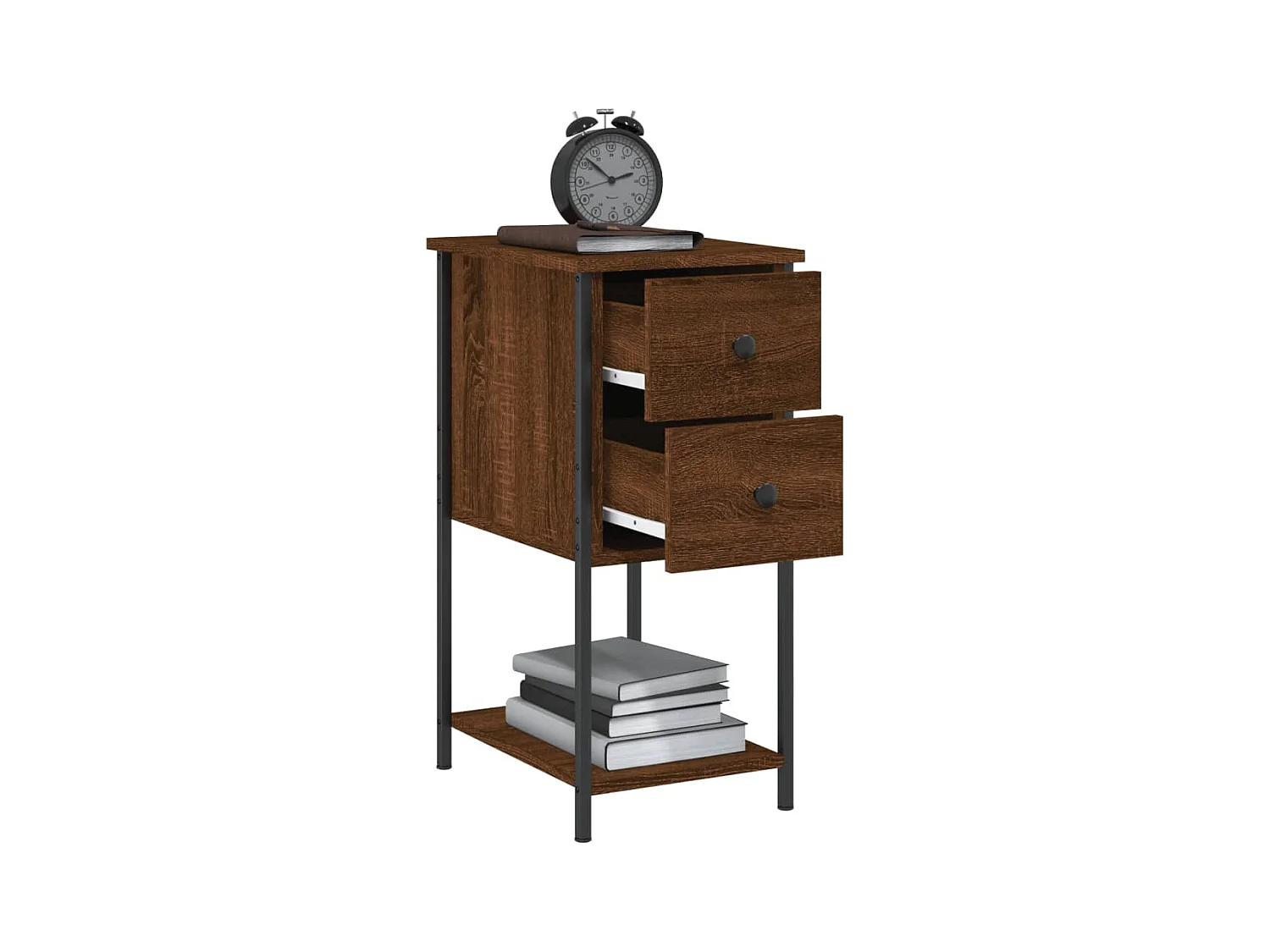 nachtkastjes eikenbruin 32x42x70cm bewerkt hout