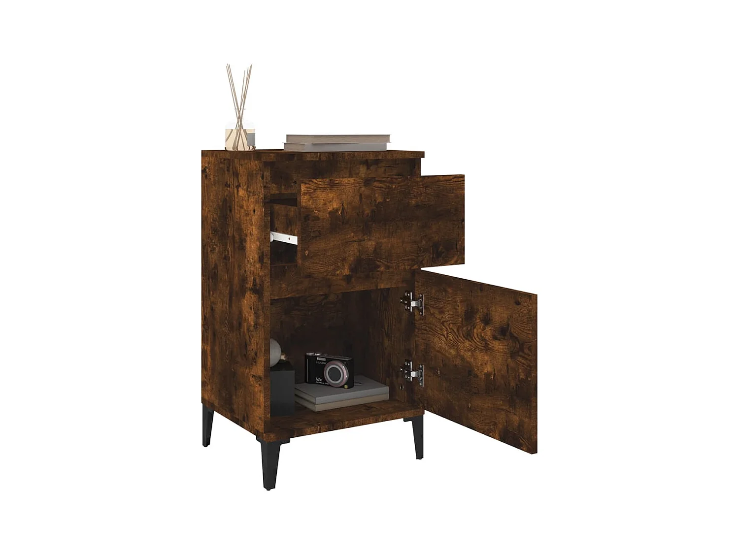 Comodino in rovere affumicato 40x35x70 cm