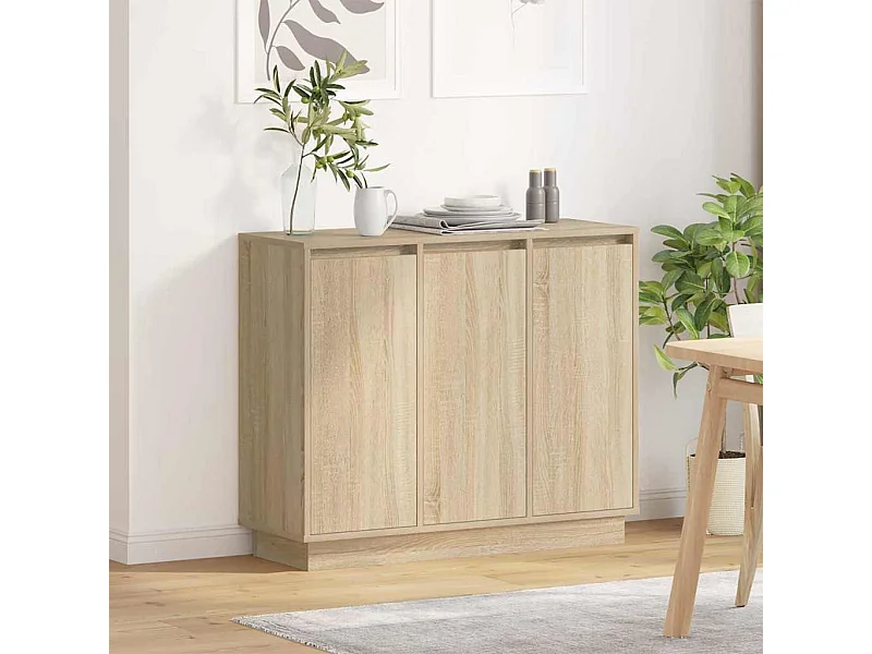 Sonoma Eiken LED Sideboard 90x32x75 cm in bewerkt hout