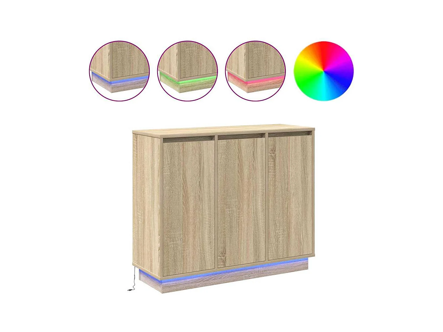 Sonoma Eiken LED Sideboard 90x32x75 cm in bewerkt hout