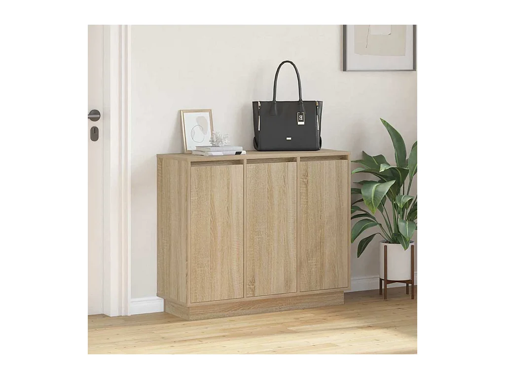 Sonoma Eiken LED Sideboard 90x32x75 cm in bewerkt hout