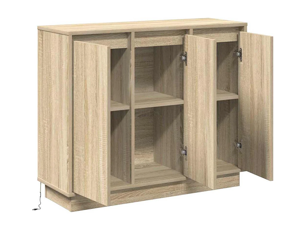 Sonoma Eiken LED Sideboard 90x32x75 cm in bewerkt hout