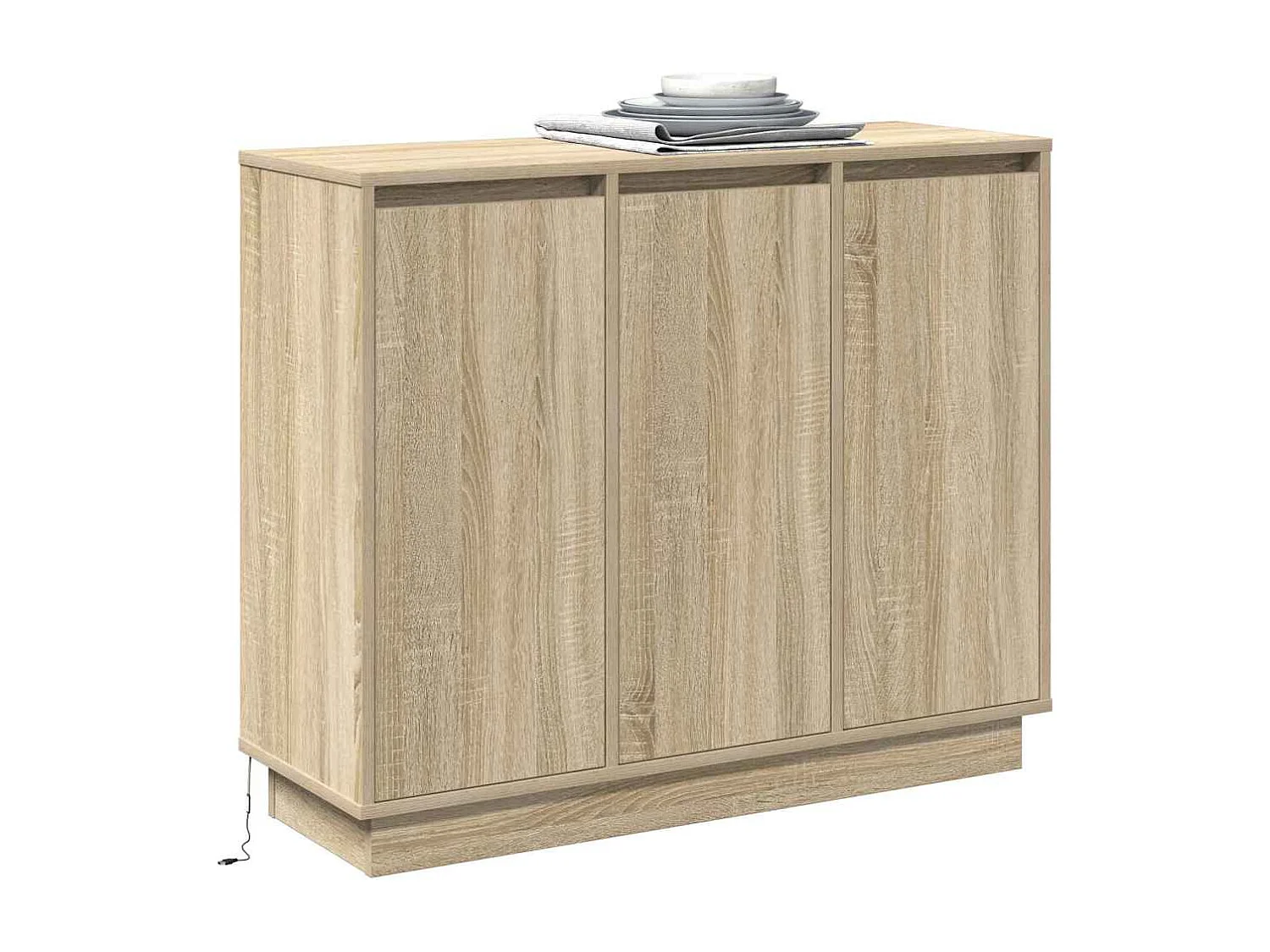 Credenza LED in rovere Sonoma 90x32x75 cm in legno ingegnerizzato