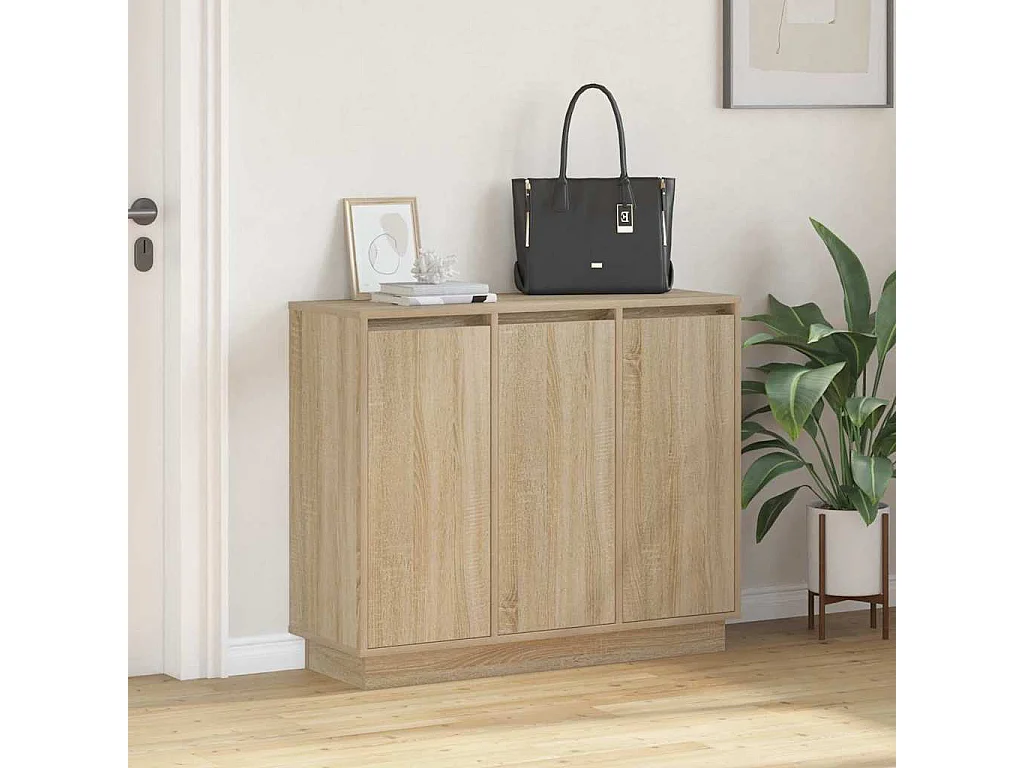 Credenza LED in rovere Sonoma 90x32x75 cm in legno ingegnerizzato