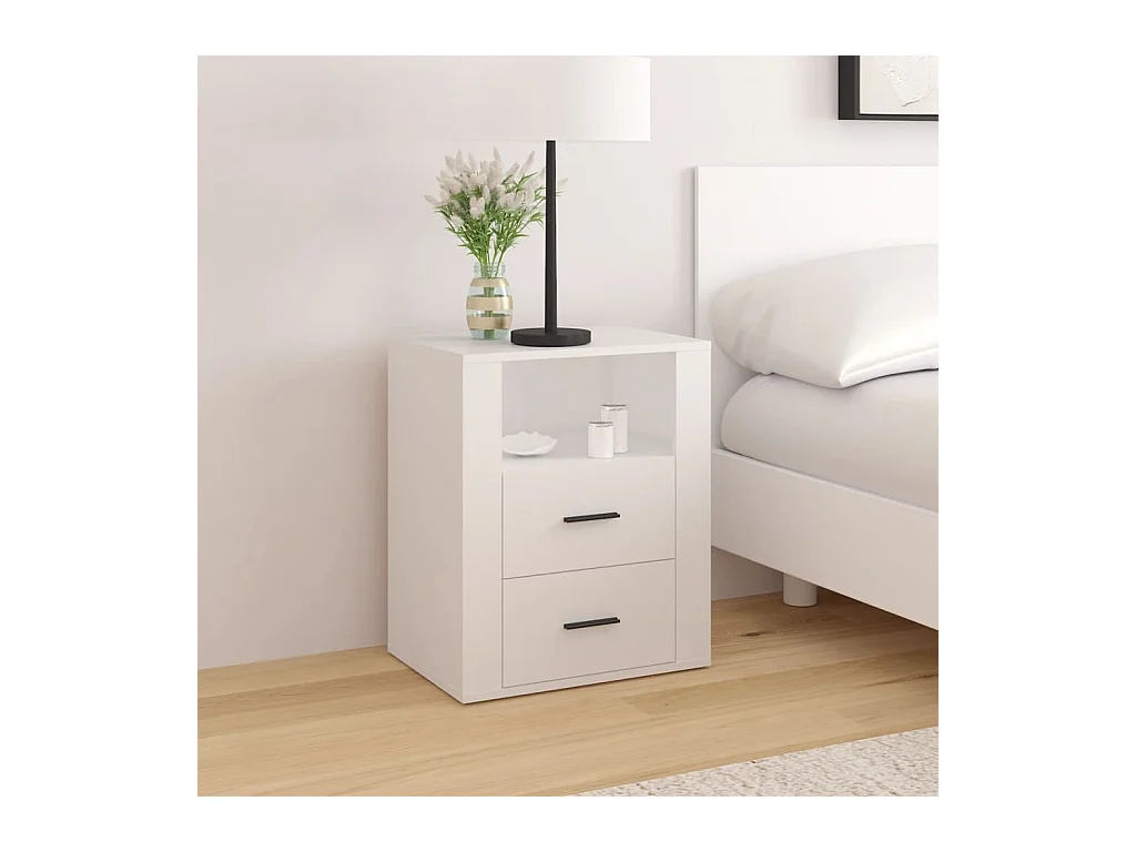 Table de chevet Blanc 50x36x60 cm Bois d'ingénierie