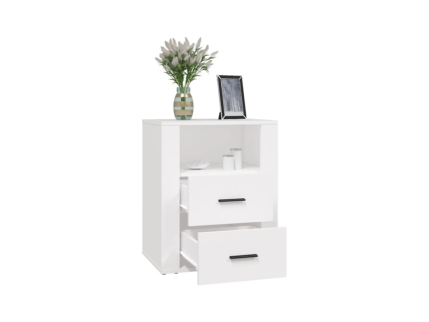 Table de chevet Blanc 50x36x60 cm Bois d'ingénierie