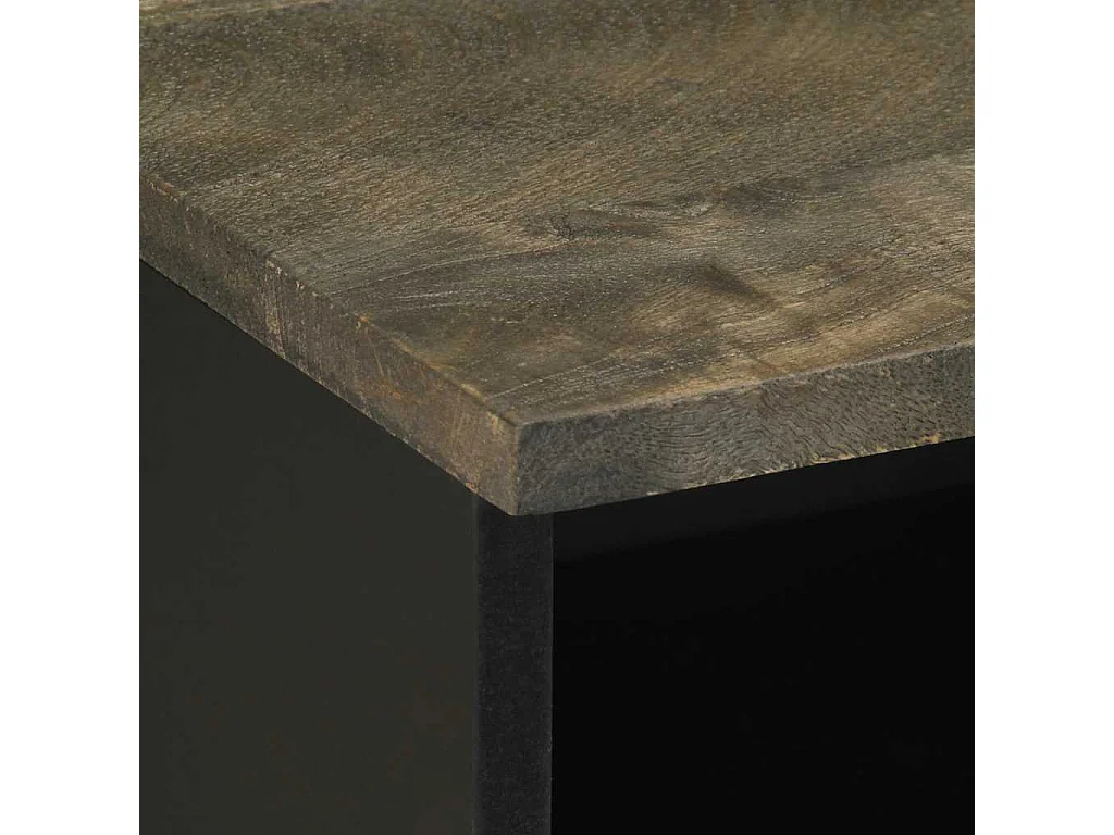 Table de chevet noir 40x33x46 cm bois de manguier solide