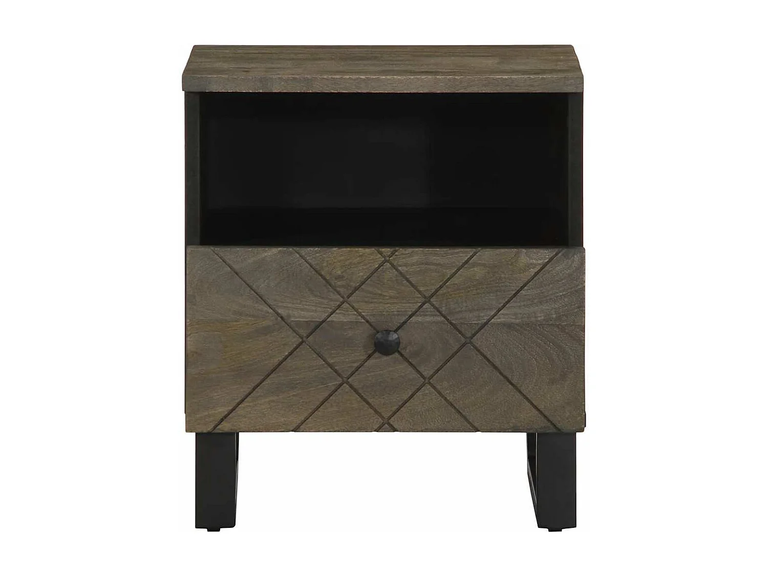 Table de chevet noir 40x33x46 cm bois de manguier solide
