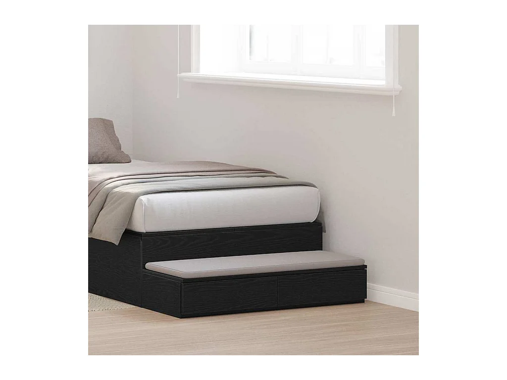 Tiroirs de lit Noir 90x36,5x16,5 cm Bois d'ingénierie