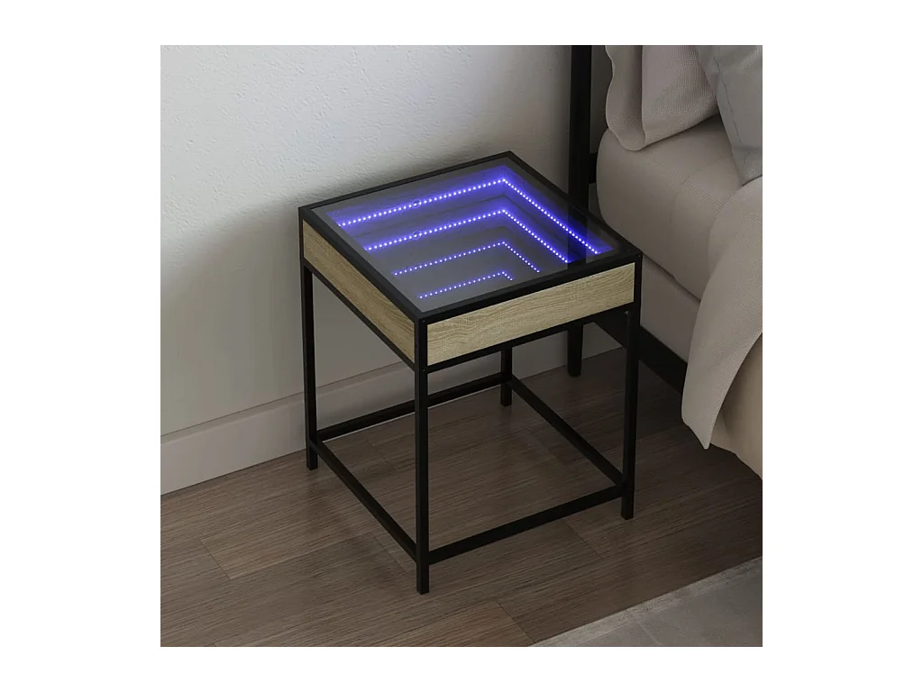 Table de chevet avec LED infini chêne sonoma 40x40x51 cm