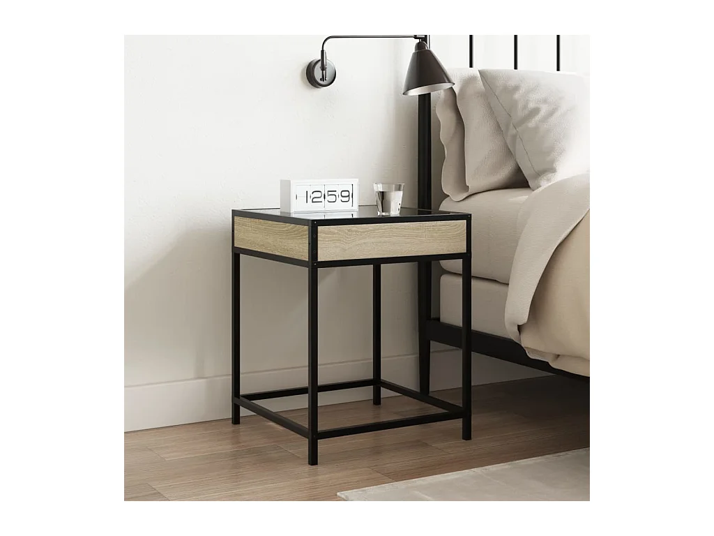 Table de chevet avec LED infini chêne sonoma 40x40x51 cm