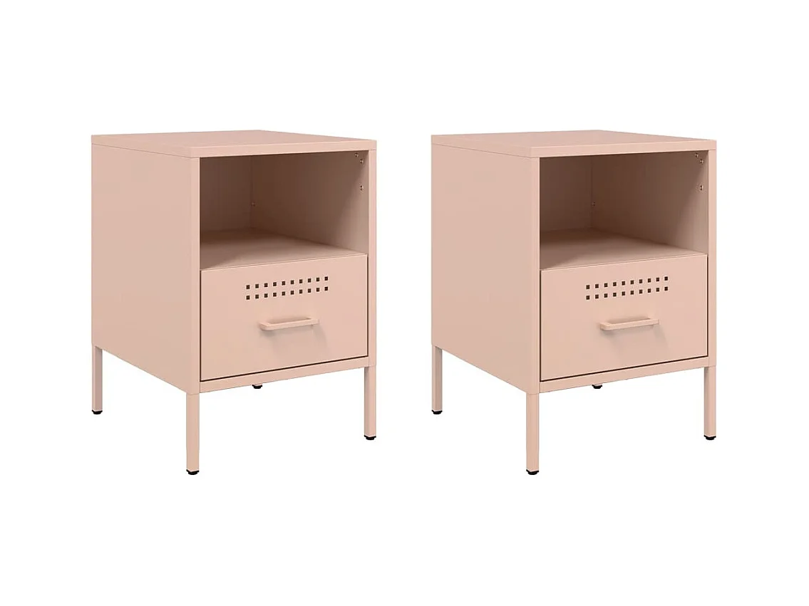 Tables de chevet 2 pcs rose 36x39x50,5 cm acier